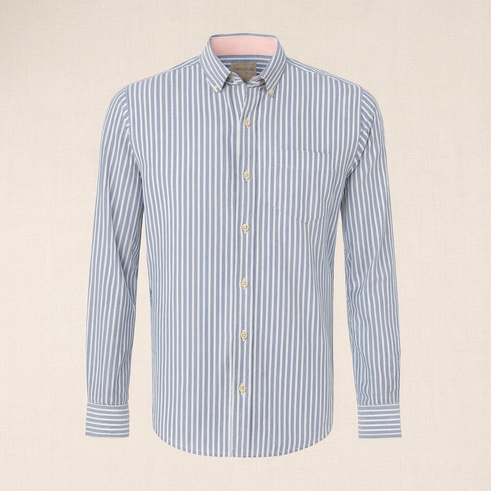 Sonoma Oxford Casual Button Down Shirt Men's Medium blue white stripes Work EUC